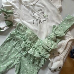 Green and White Baby Outfit Set